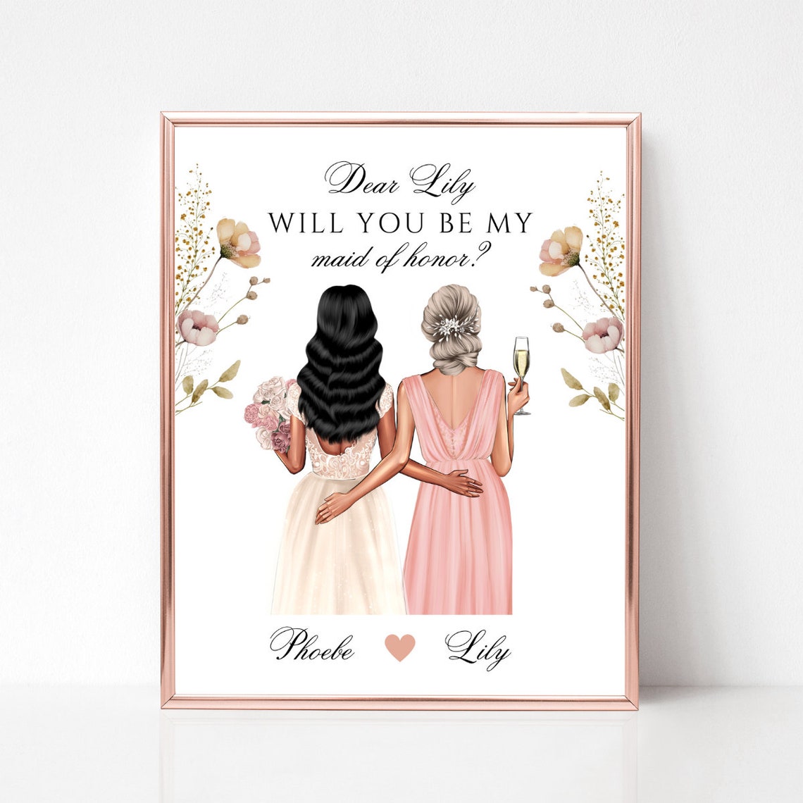Will You Be My Maid of Honor Proposal Bride and Friend Poster - Image 5
