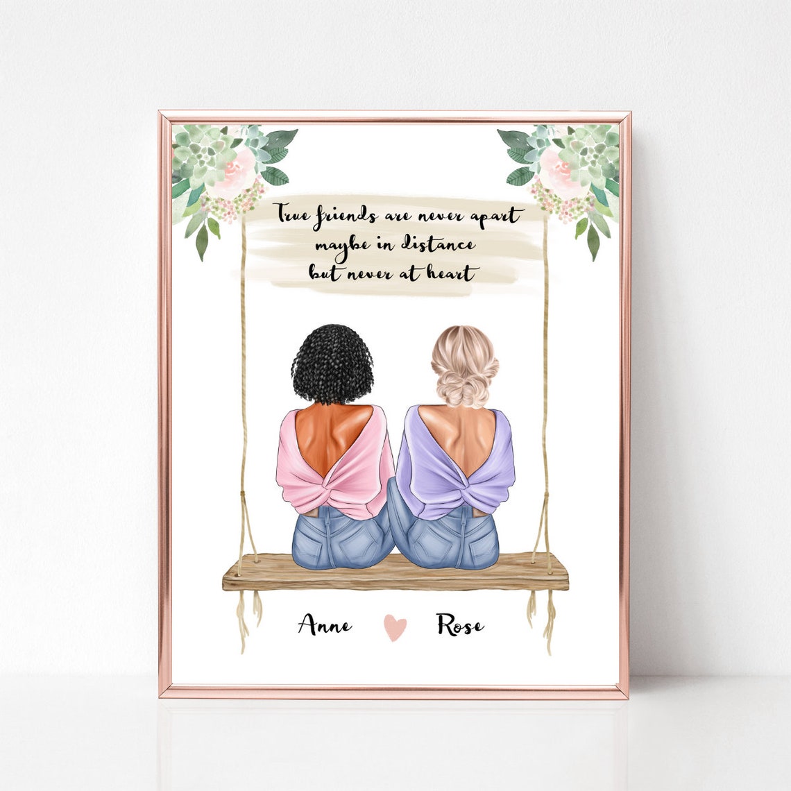 True Friends Are Never Apart Friendship Swing Poster Gift for Her - Image 2