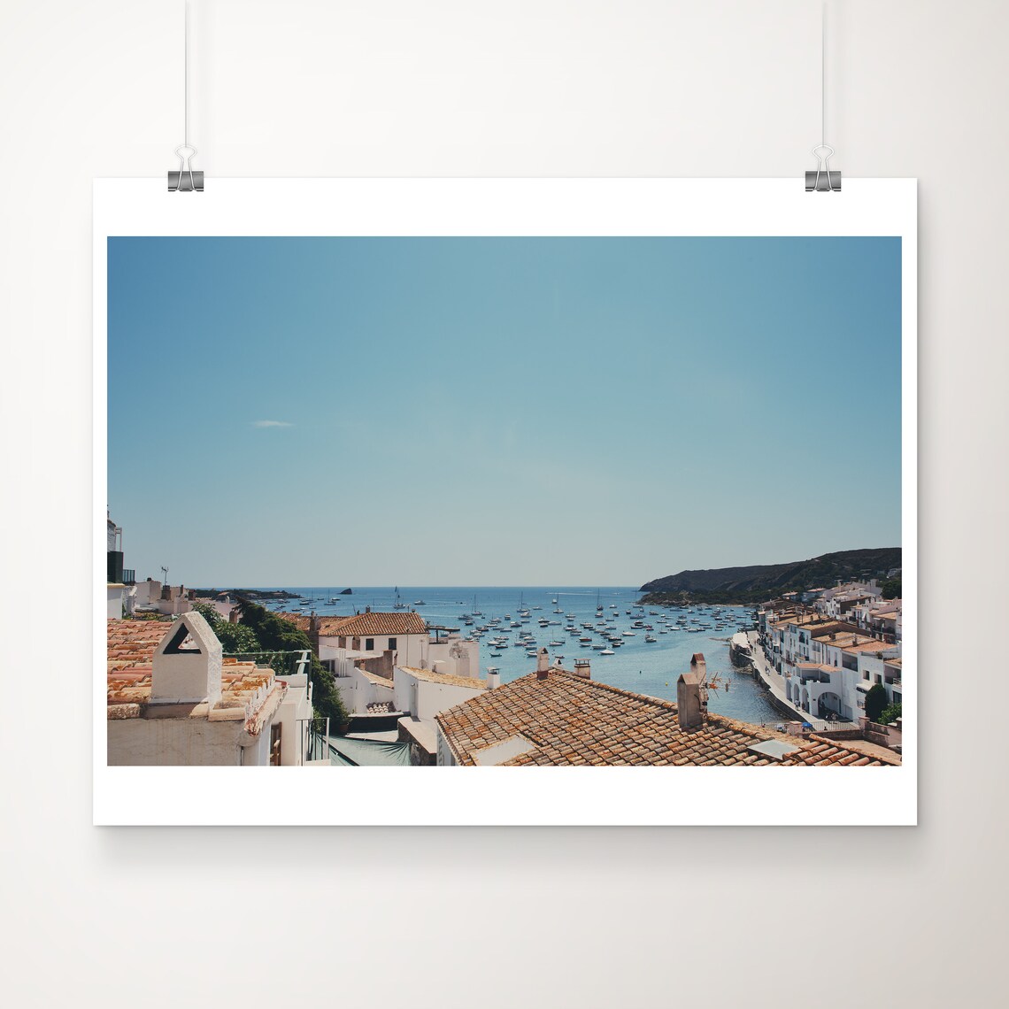 Cadaques Spain White Village and Sailboat Bay Mediterranean Poster