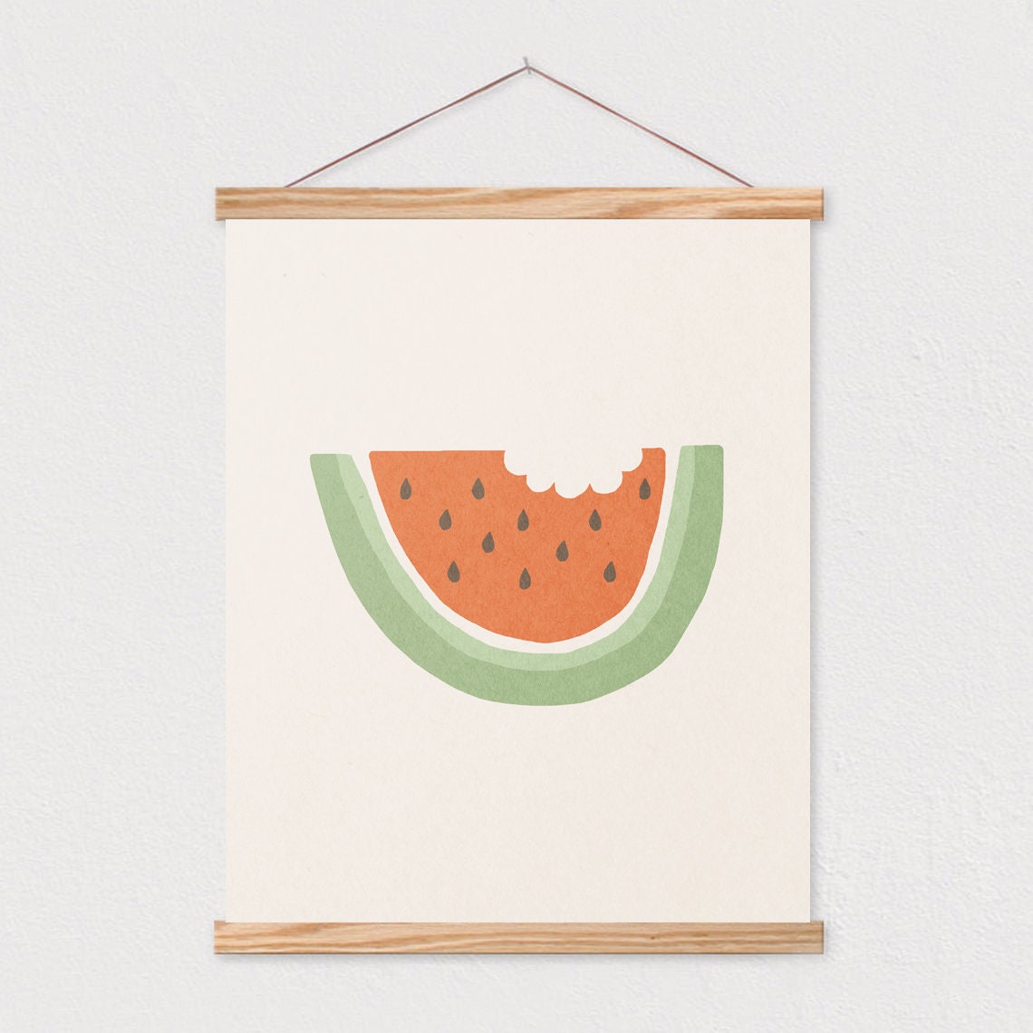 Boho Watermelon Slice With Bite Neutral Minimalist Fruit Poster - Image 2