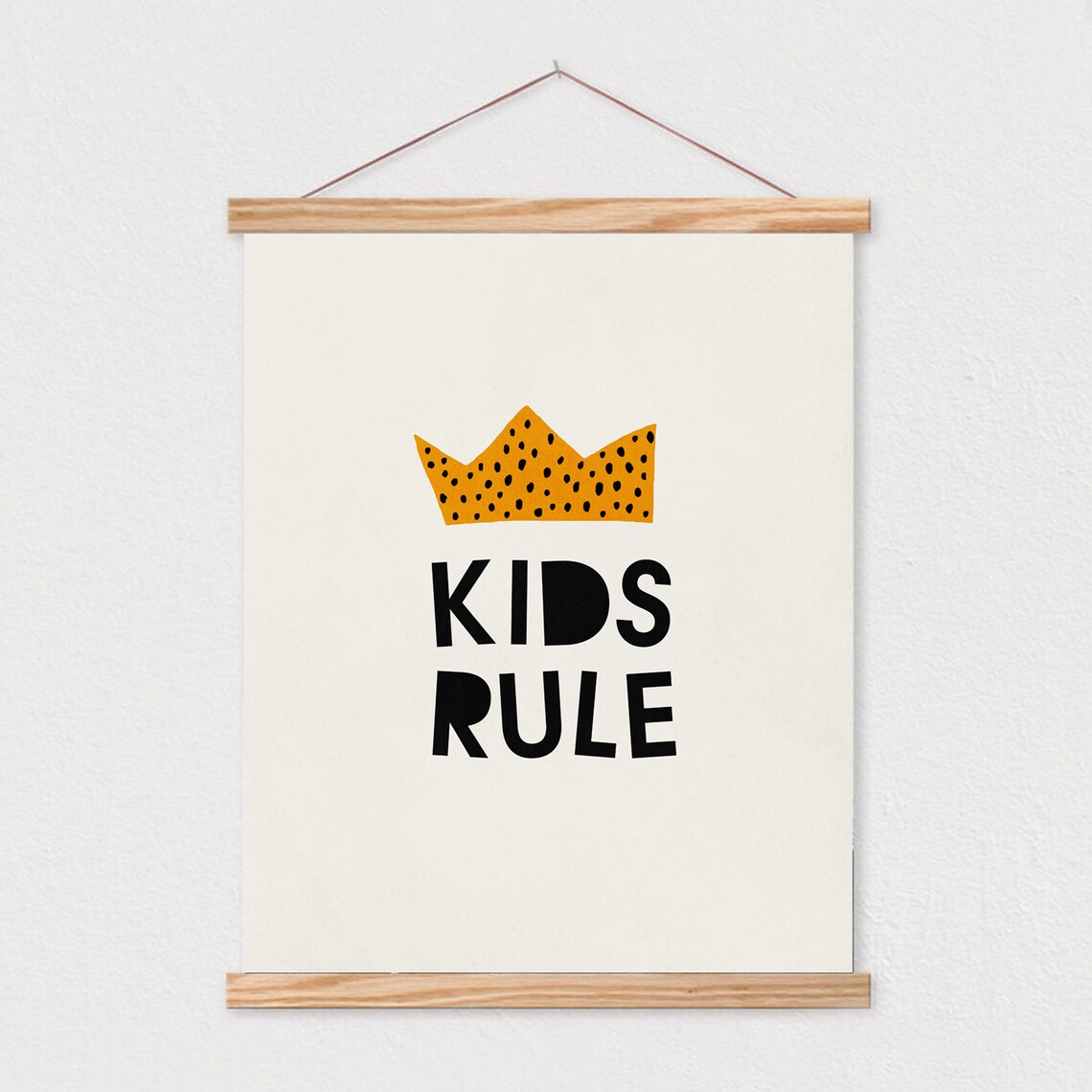 Kids Rule with Gold Spotted Crown Playful Nursery Quote Wall Poster - Image 2