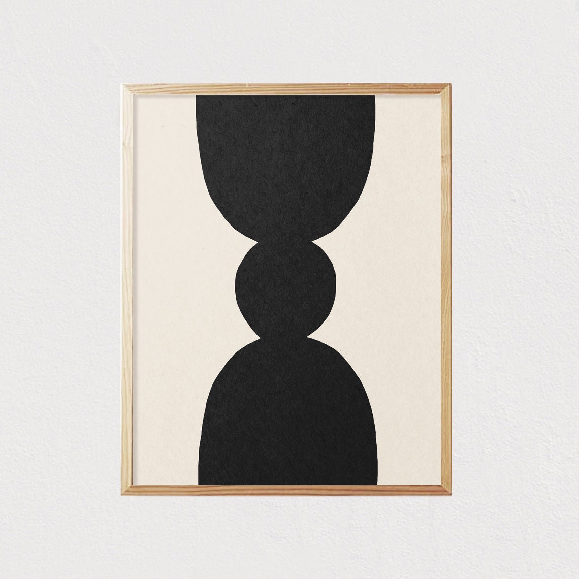 Abstract Art Shapes Black And Neutral Print Mid Century Modern Wall Art Minimalist Geometric Interior Decor 16x20
