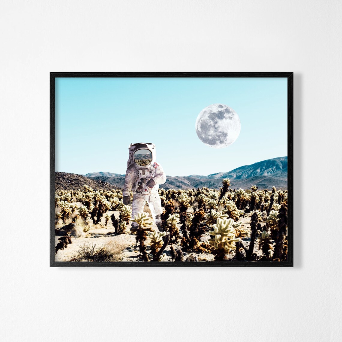Astronaut Planet Desert Moon Collage Art Print - Image 2