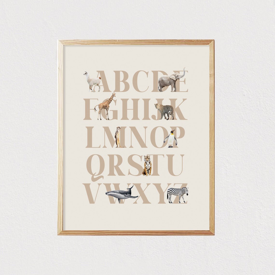 Alphabet Safari Animals A To Z Neutral Nursery ABC Chart Poster - Image 2