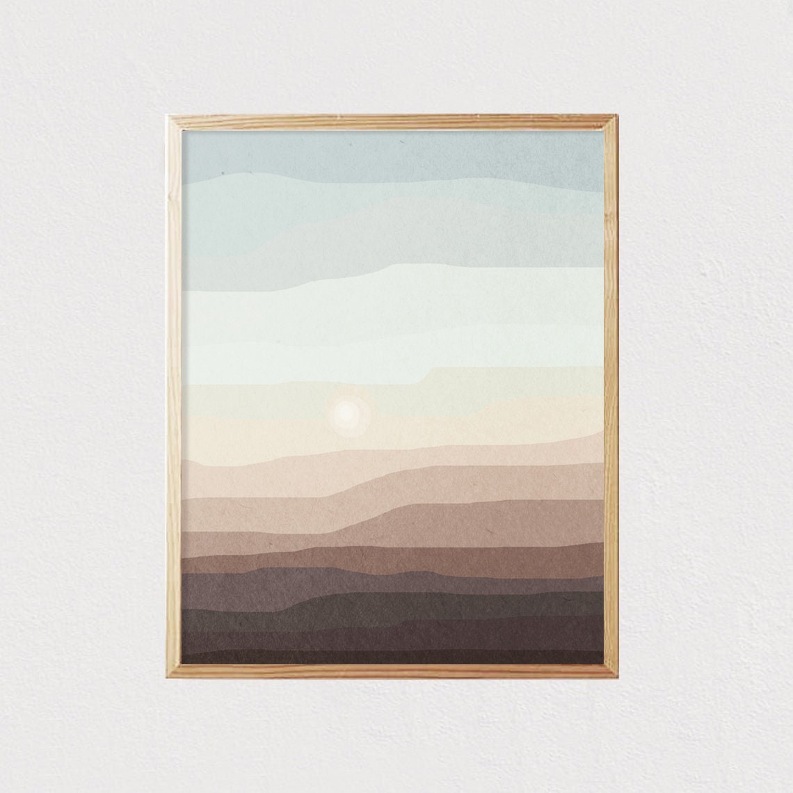 Minimalist Layered Ocean Waves At A Sunset Beach Artwork Poster