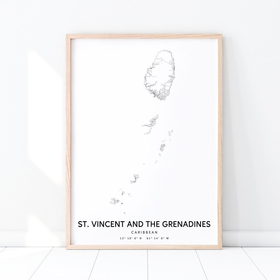 St Vincent And The Grenadines Map Art Print, Modern