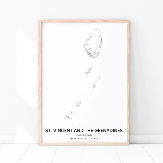 St Vincent And The Grenadines Map Art Print, Modern