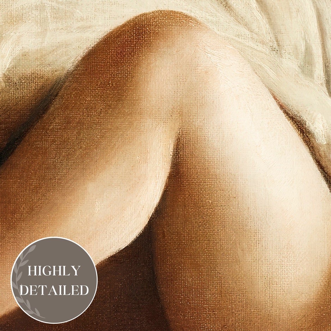 Sleeping Woman Curled Under Sheets Classical Warm Tone Art Print - Image 2
