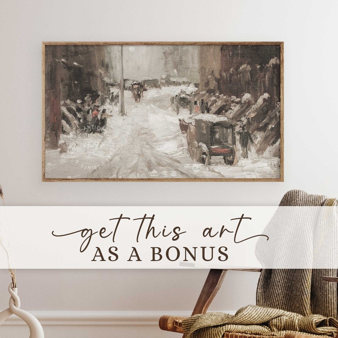 Vintage Winter Christmas Snowy Landscape Art Print - Image 3