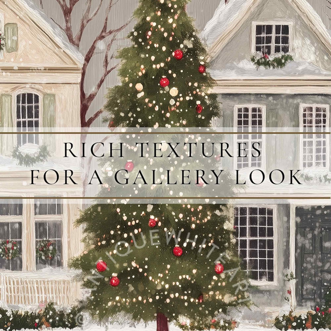 Rustic Christmas Town Print, Moody Winter Decor - Image 2