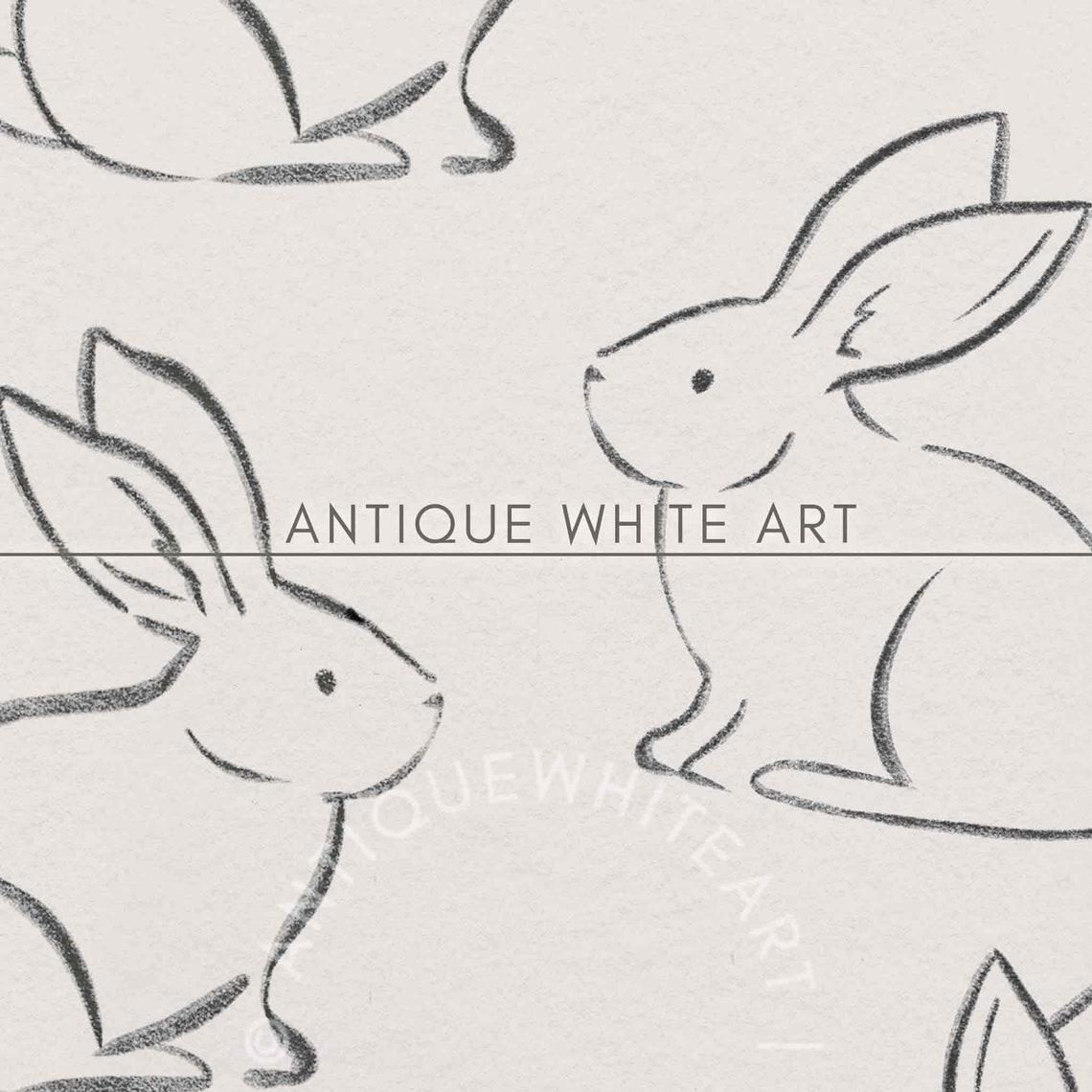 Minimalist Bunny Rabbit Line Drawing Pattern Easter Art Wall Print - Image 3