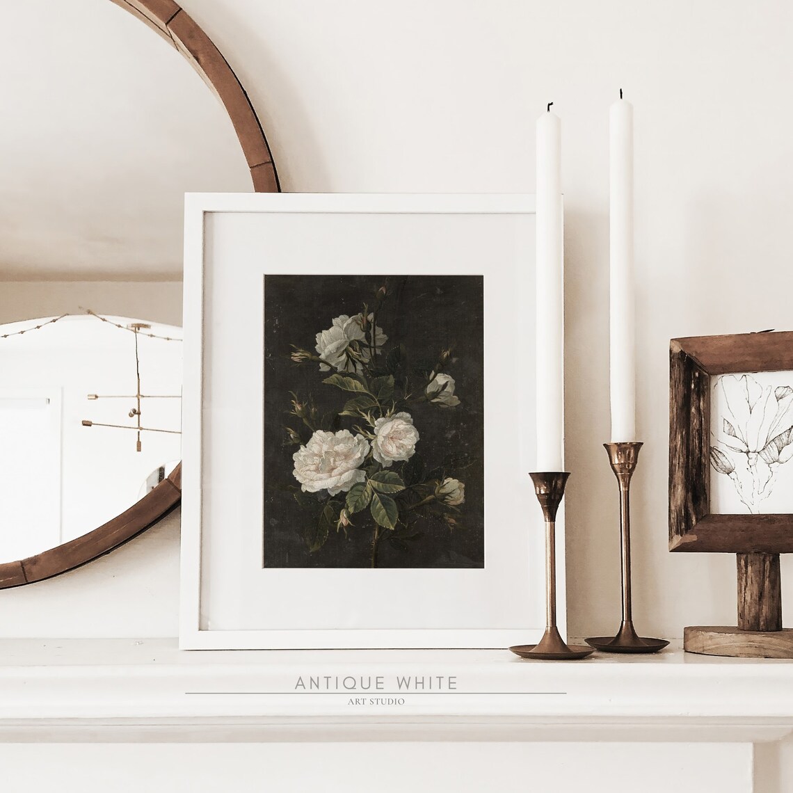 Vintage Dark Flower Print, Dark Academia Roses Art Print - Image 3