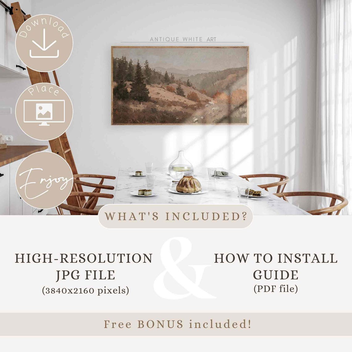 Rustic Autumn Hills Pines Fall Countryside Vintage Frame Tv Art Poster - Image 4