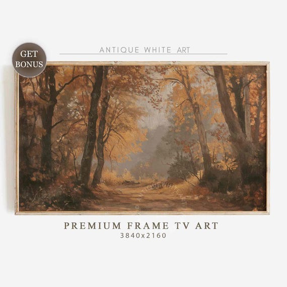Fall Forest Landscape, Vintage Rustic Wall Art Print