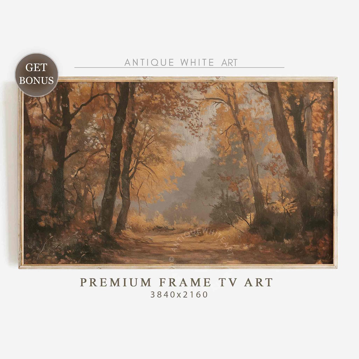Fall Forest Landscape, Vintage Rustic Wall Art Print