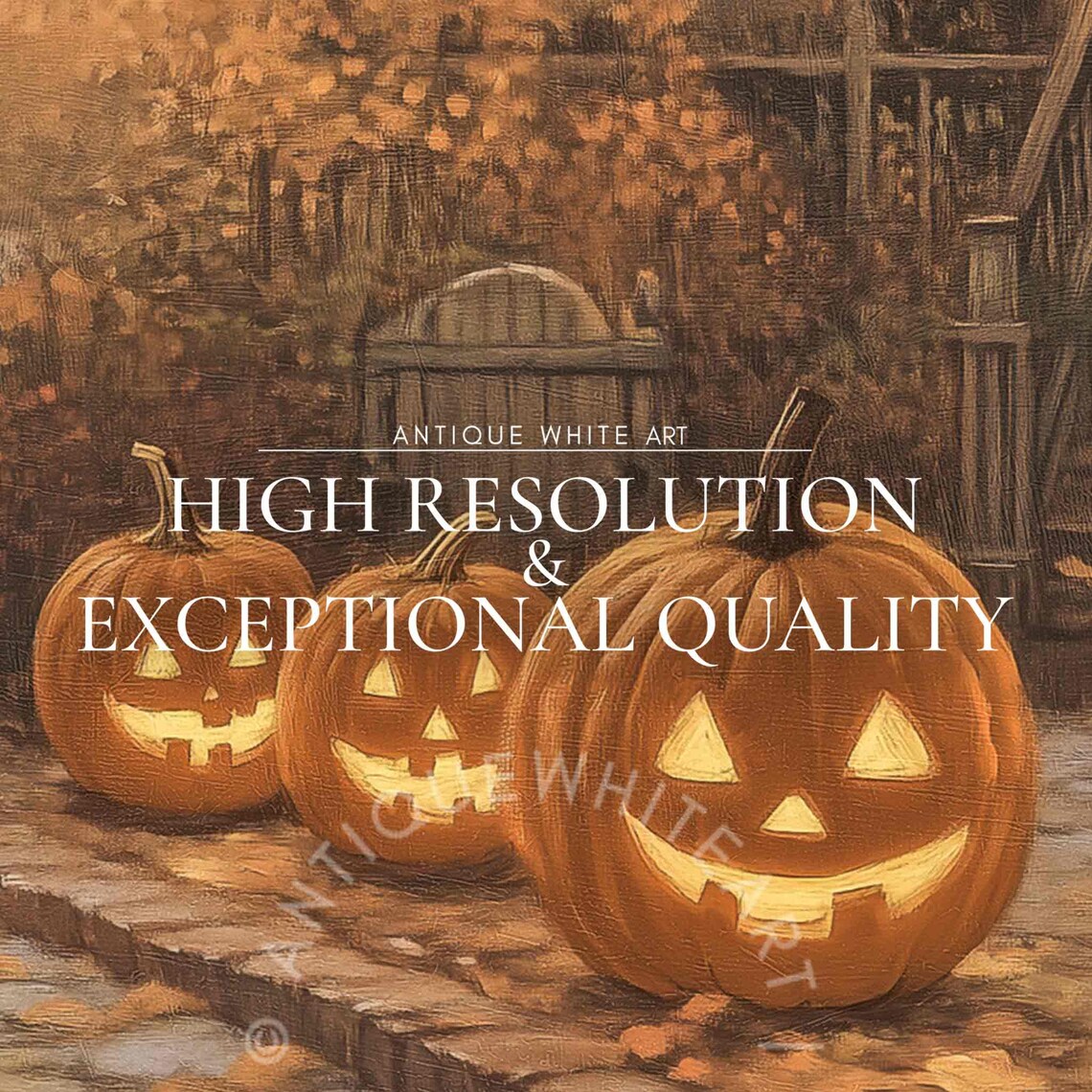 Halloween Vintage Town Street Fall Art Print - Image 3