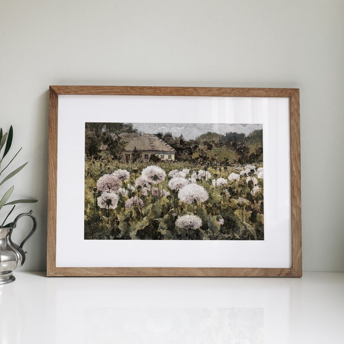 Dandelion Field Thatched Cottage Vintage Wildflower Landscape Poster - Image 4
