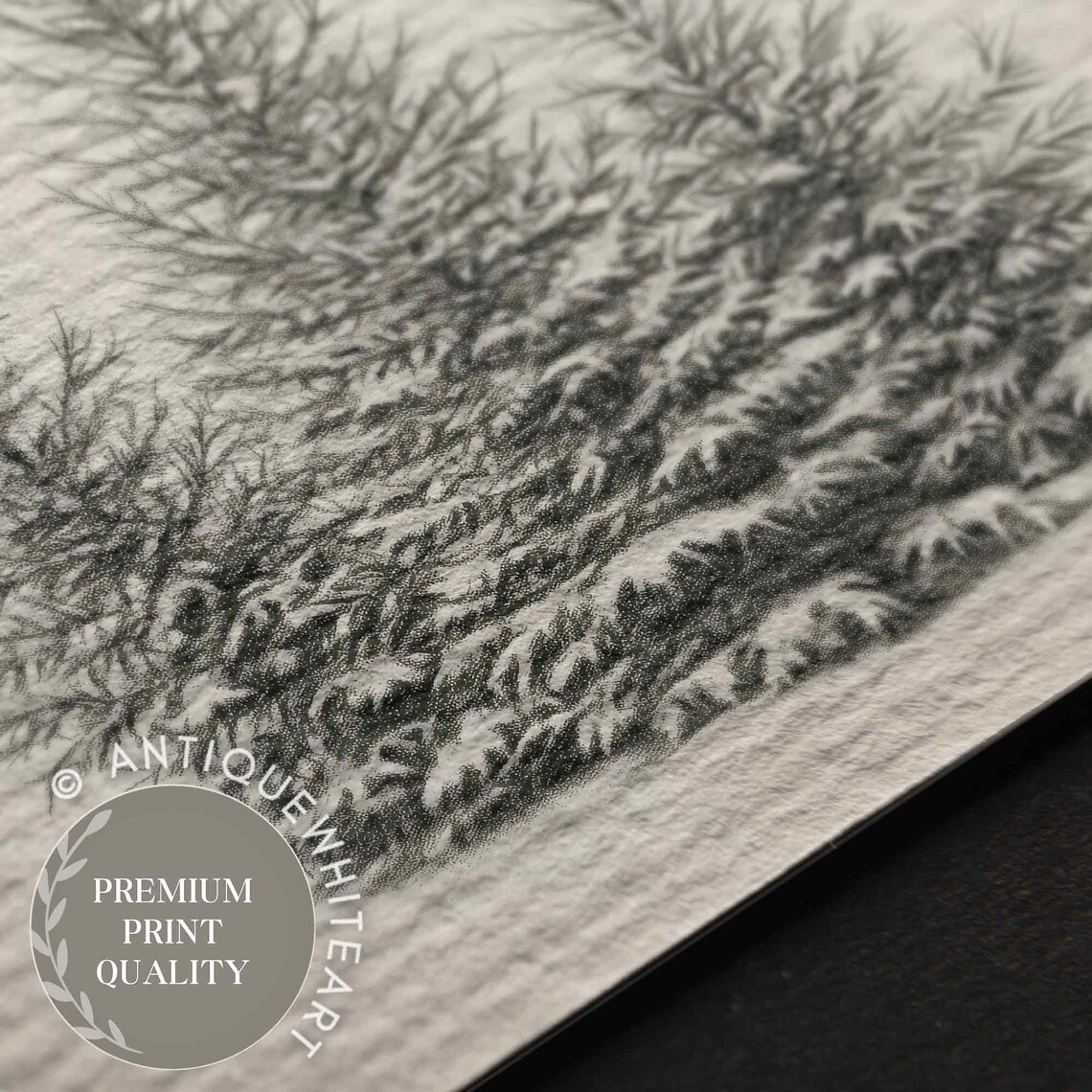 Forest Sketch Rustic Christmas Art Print - Image 3