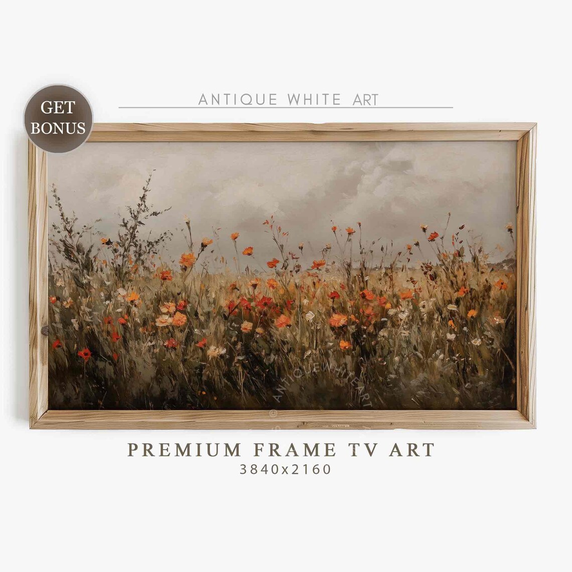 Fall Wildflowers Moody Art Print, Autumn Botanical