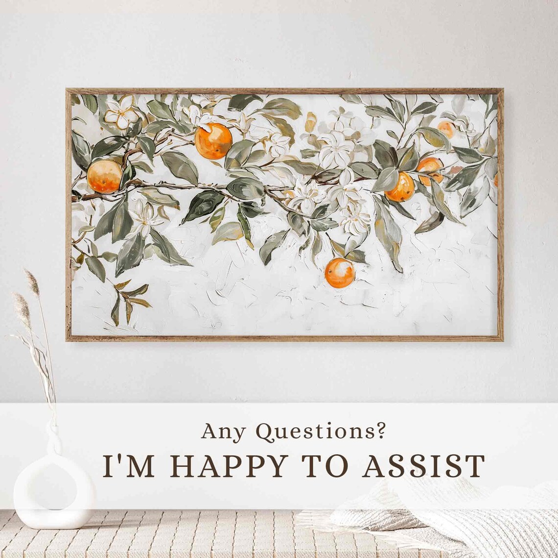 Summer Botanical Citrus Art, Neutral Frame Art Print - Image 2