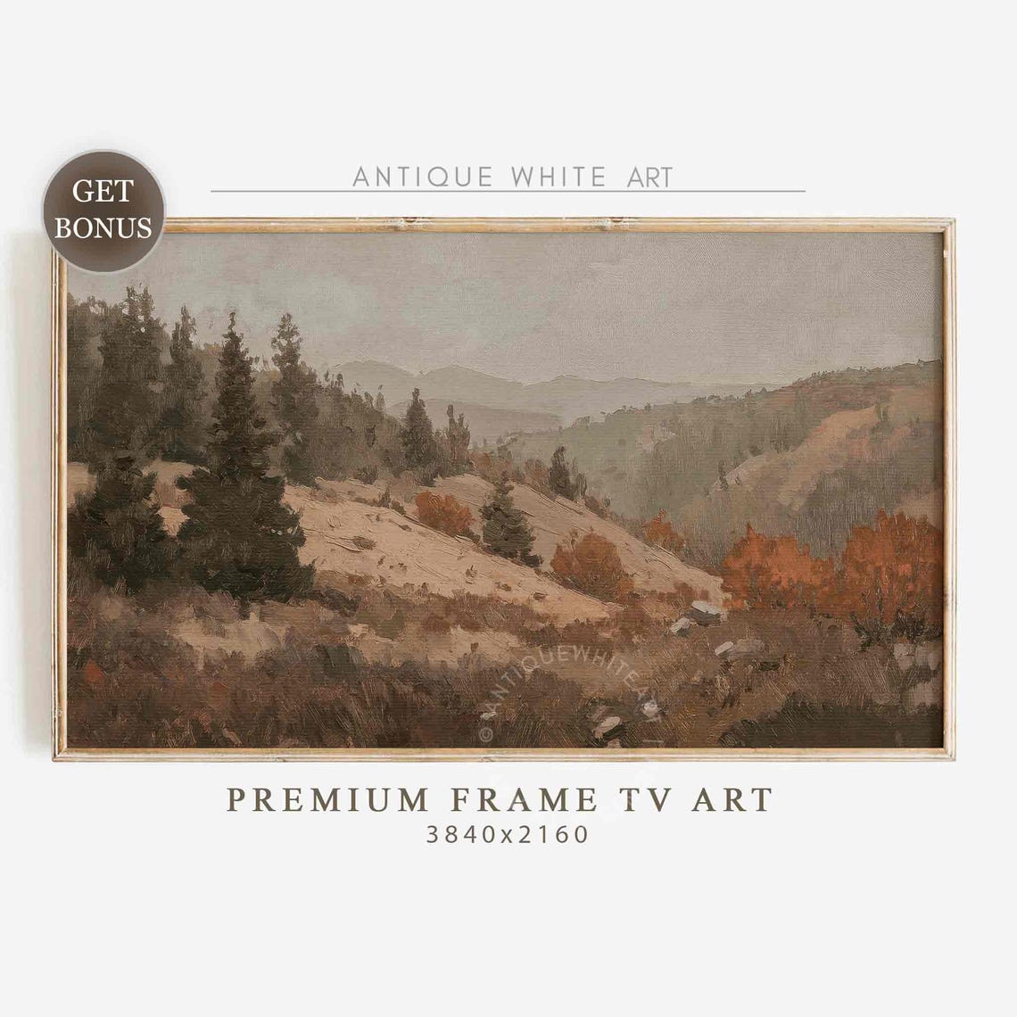 Rustic Autumn Hills Pines Fall Countryside Vintage Frame Tv Art Poster