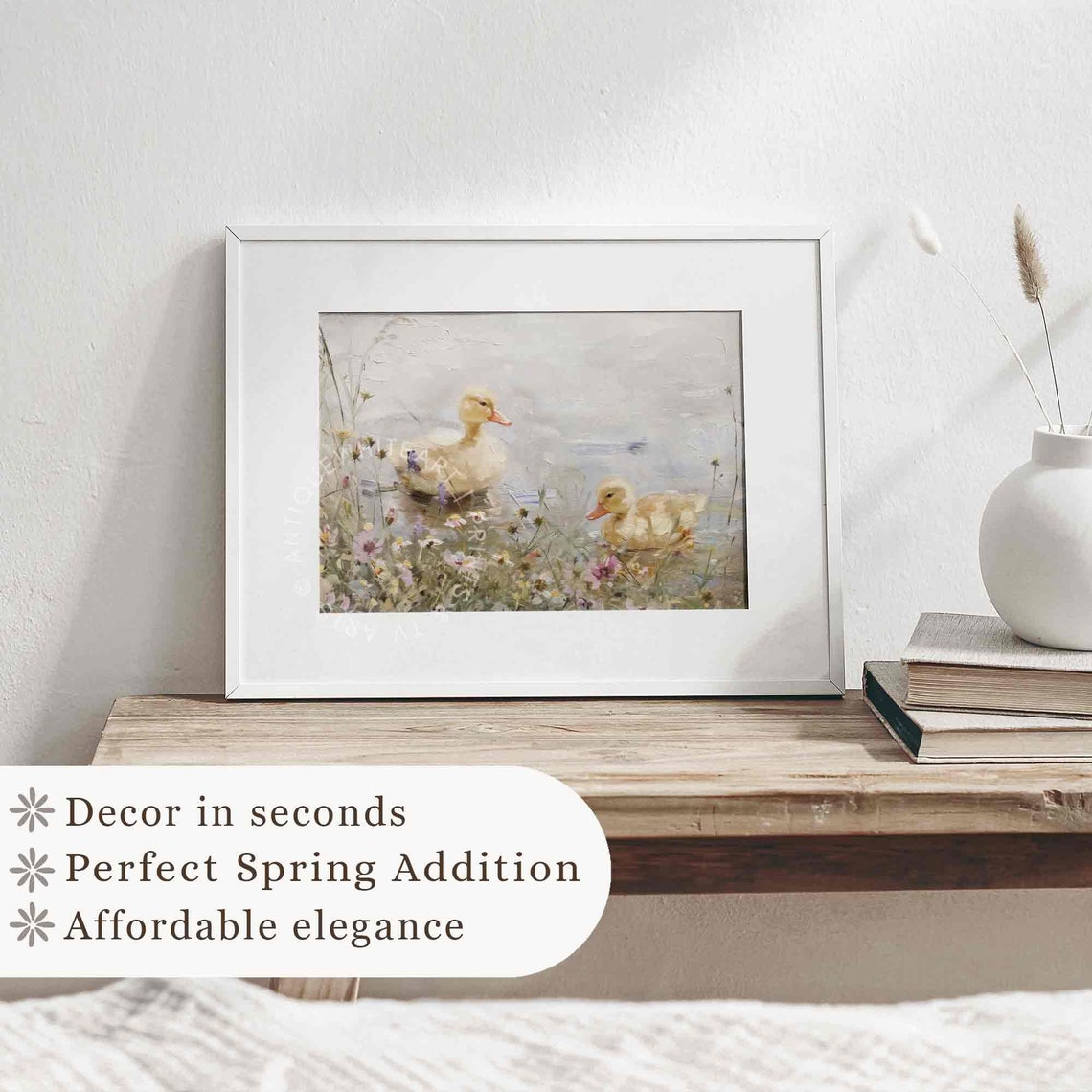 Easter Wall Art Ducklings Easter Print Spring Decor Cute Baby Duck Art Vintage Wildflowers Painting Instant A208 - Image 4