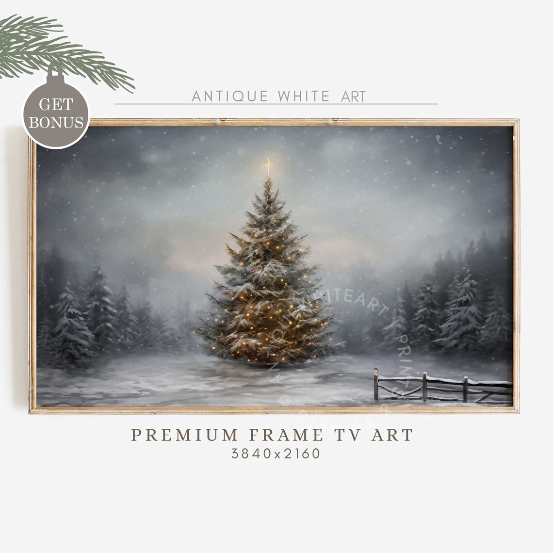 Christmas Tree Farmhouse Art Print, Winter Holiday Decor