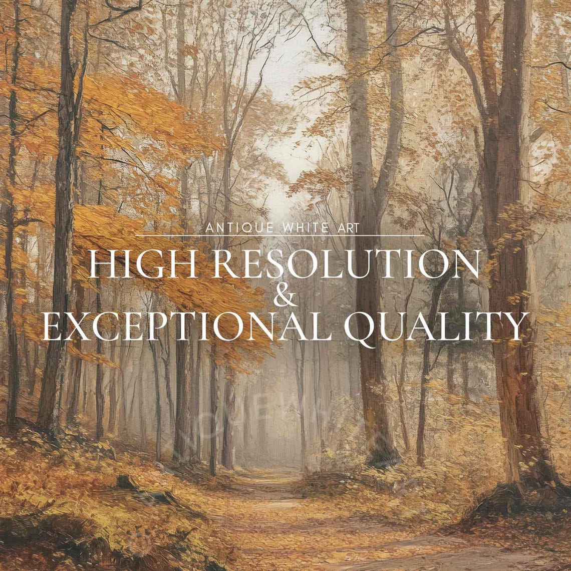 Golden Autumn Forest Tall Trees Misty Path Vintage Frame Tv Art Poster - Image 4