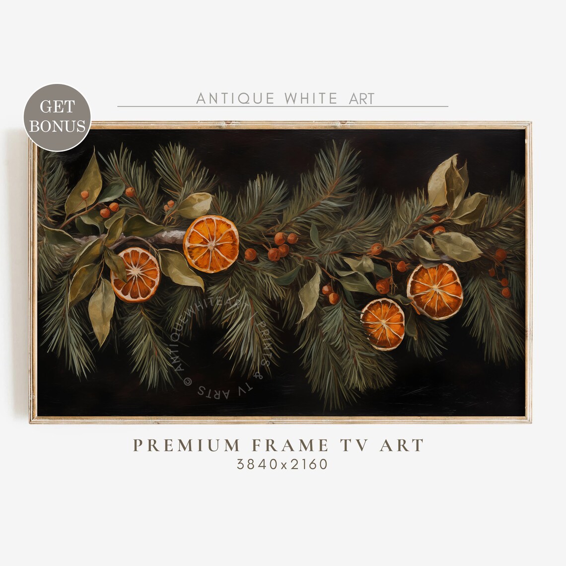 Christmas Vintage Botanical Citrus Art Print
