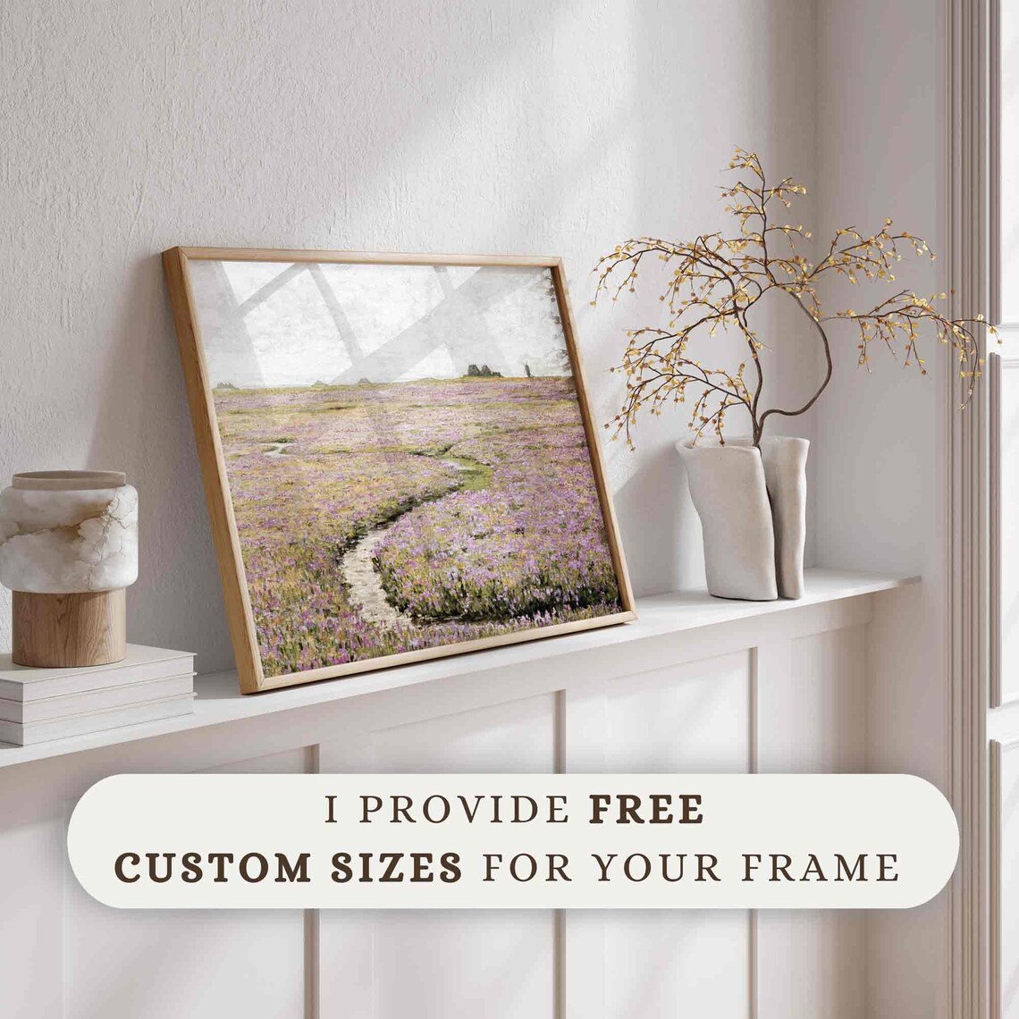 Vintage Meadow Painting, French Country Landscape Art Print - Image 4