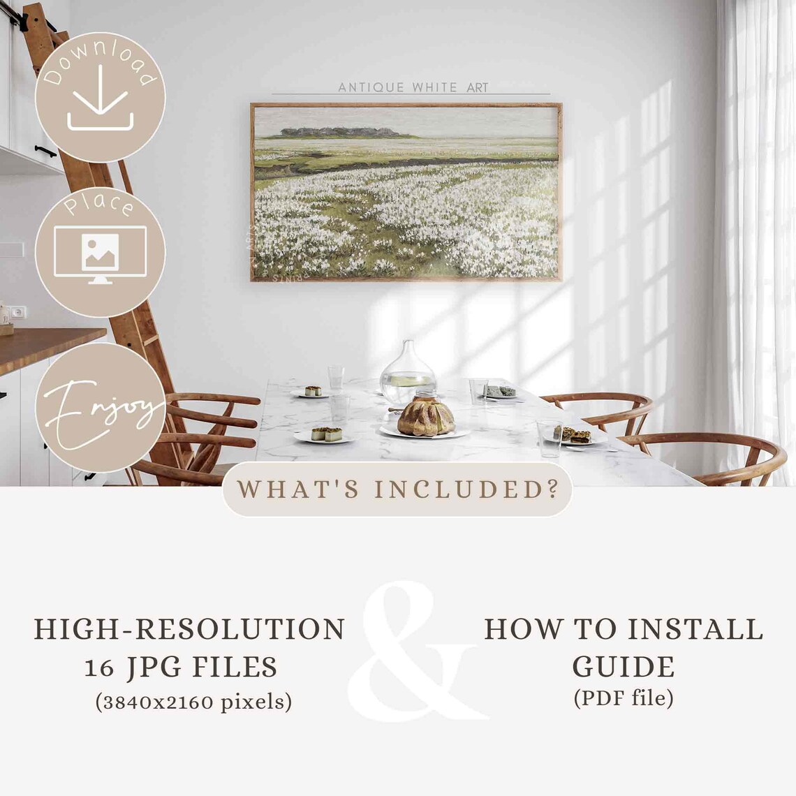 Vintage Farmhouse TV Art Bundle, Neutral Landscapes - Image 4