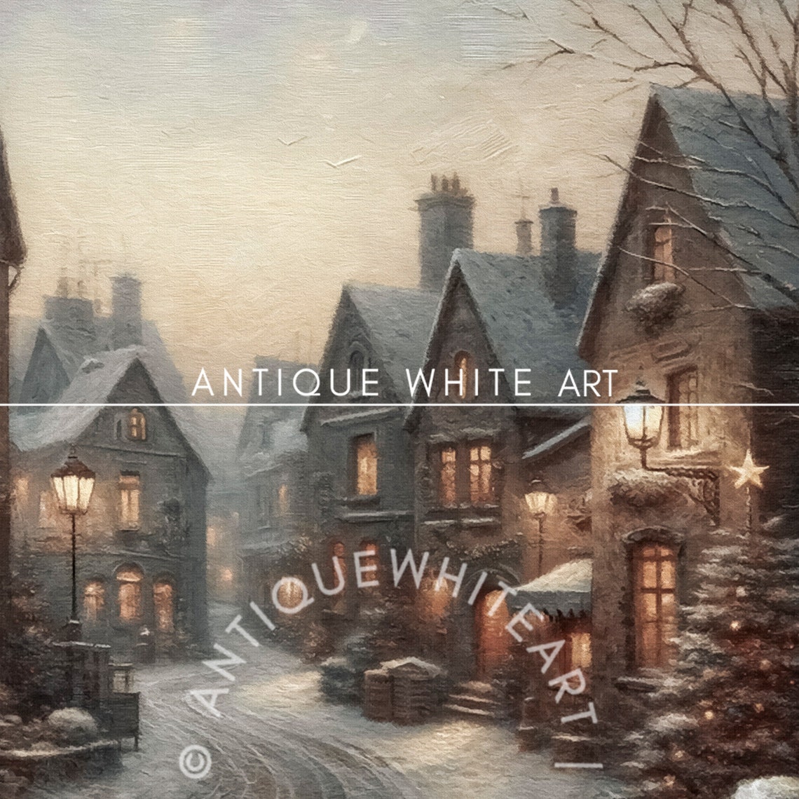 Christmas Frame Tv Art Vintage Farmhouse Winter Old Town Painting For Tv The Frame Tv Holiday Tv Art Holiday Home Decor Wa21 - Image 3