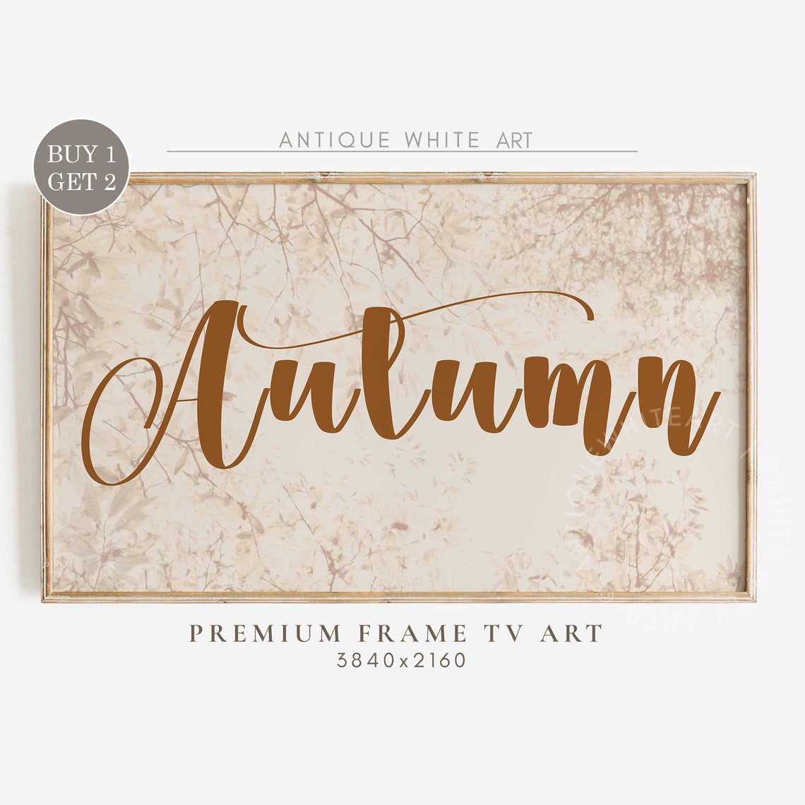 Autumn Script Typography Botanical Fall Season Wall Art Print