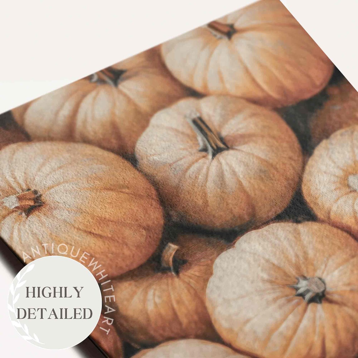 Pale Pumpkins Stacked Harvest Oil Painting Neutral Fall Farmhouse Art Poster - Image 2
