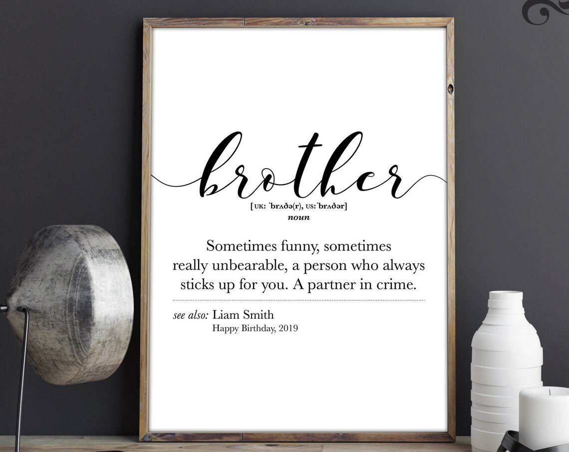 Personalized Brother Definition Art Print, Funny Christmas
