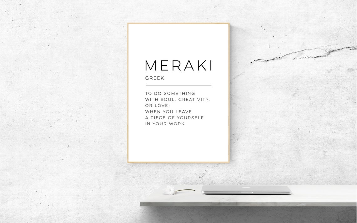 Meraki Definition Greek Word Meaning Minimalist Typography Poster
