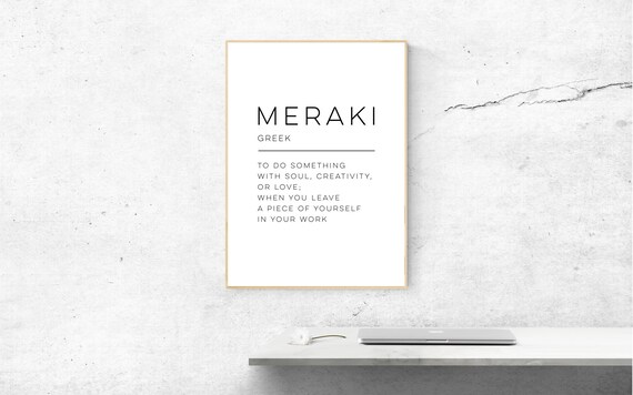 Meraki Definition Greek Word Meaning Minimalist Typography Poster