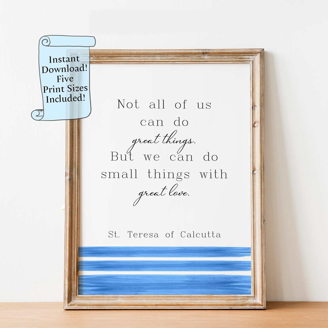 Mother Teresa Quote Art Print, Quote Typography