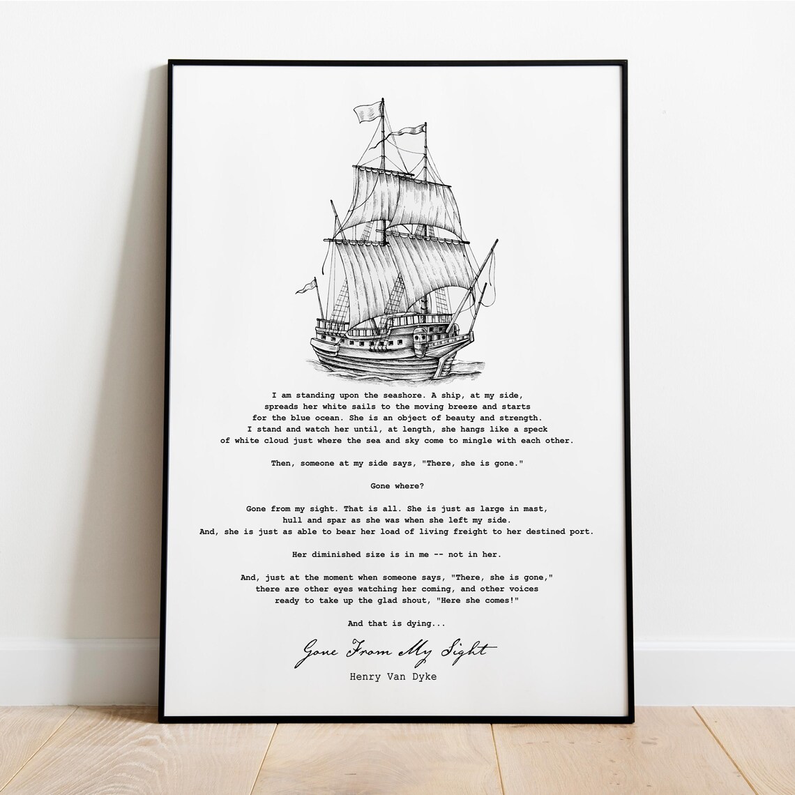 Gone From My Sight Memorial Poem Art Print
