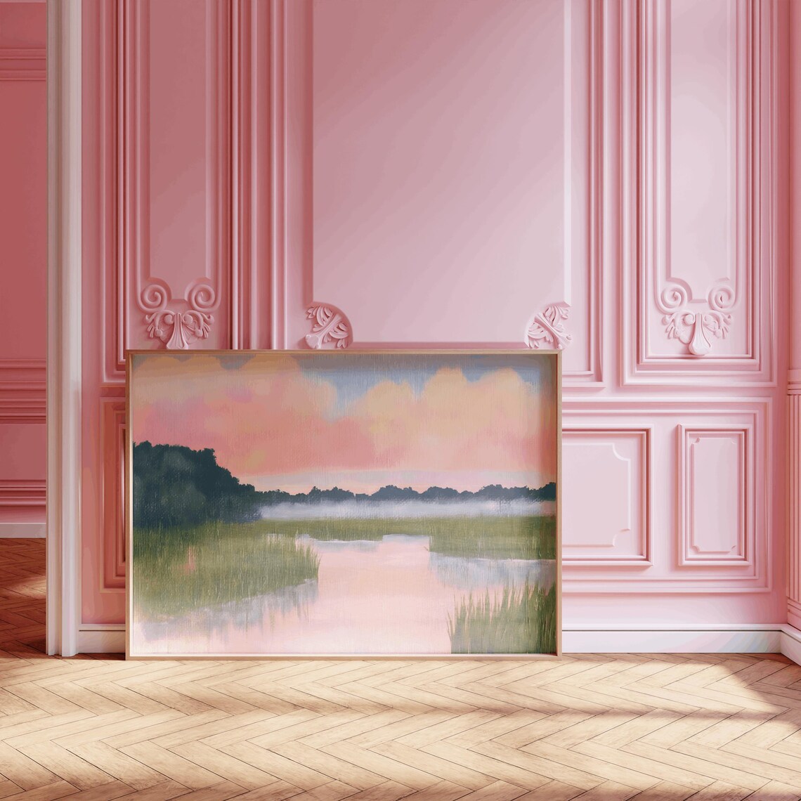 Pastel Marsh Sunset Landscape Art Print, Carolina Lowcountry - Image 3