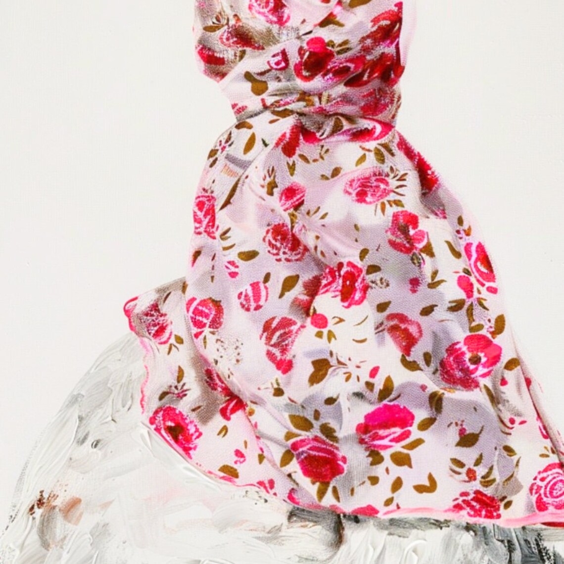 Swan In Floral Rose Headscarf Whimsical Bird Portrait Painting Poster - Image 3