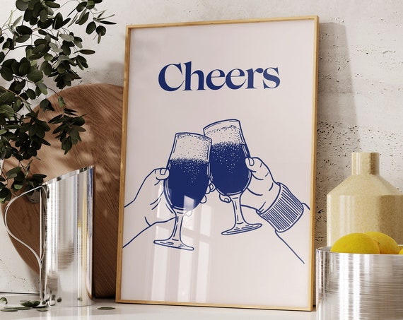 Cheers Art Printminimal Bar Cart Art Decortrendy Artaesthetic Girly Bar Cart Artcocktail Artretro Bar Wall Artdrinks Poster