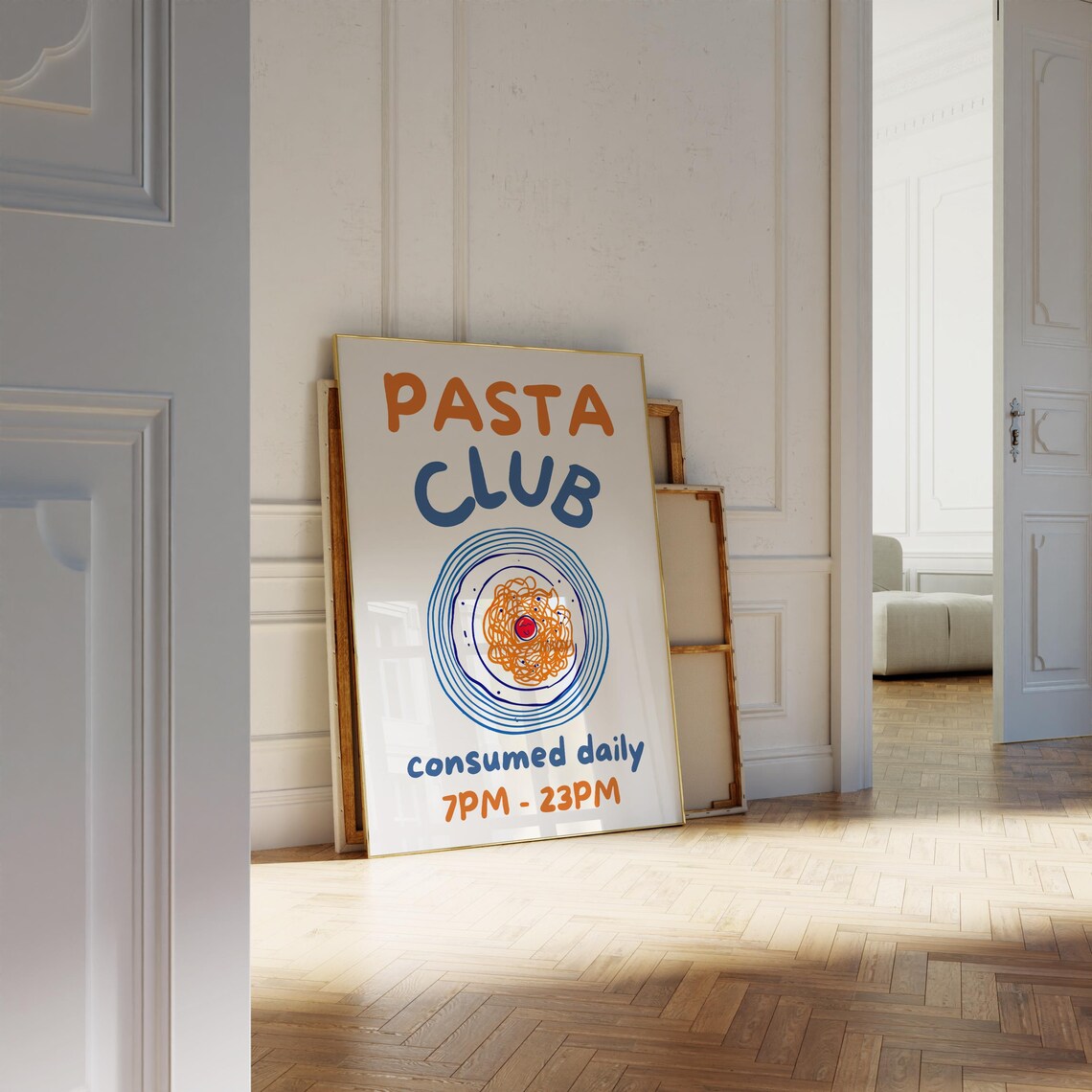 Trendy Pasta Club Retro Kitchen Art Print - Image 2