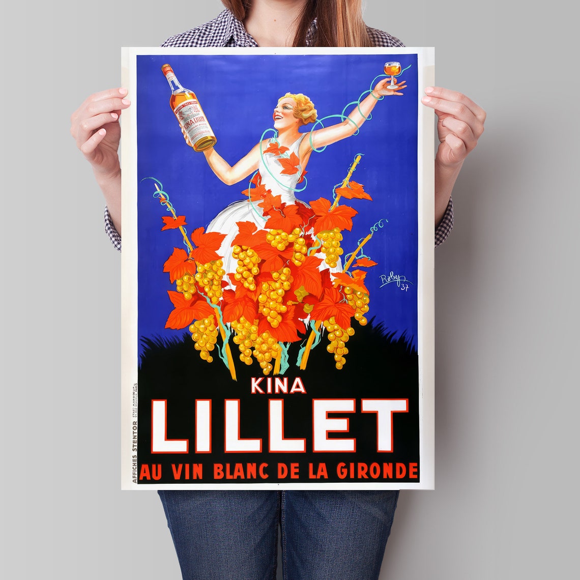 Kina Lillet Vintage French Wine Ad Poster Woman With Grapes Art - Image 4