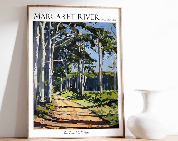Margaret River Australia Painted Forest Path Travel Poster Nature Scene