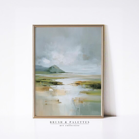 Soft Abstract Coastal Landscape Watercolor Painting Neutral Tones Poster