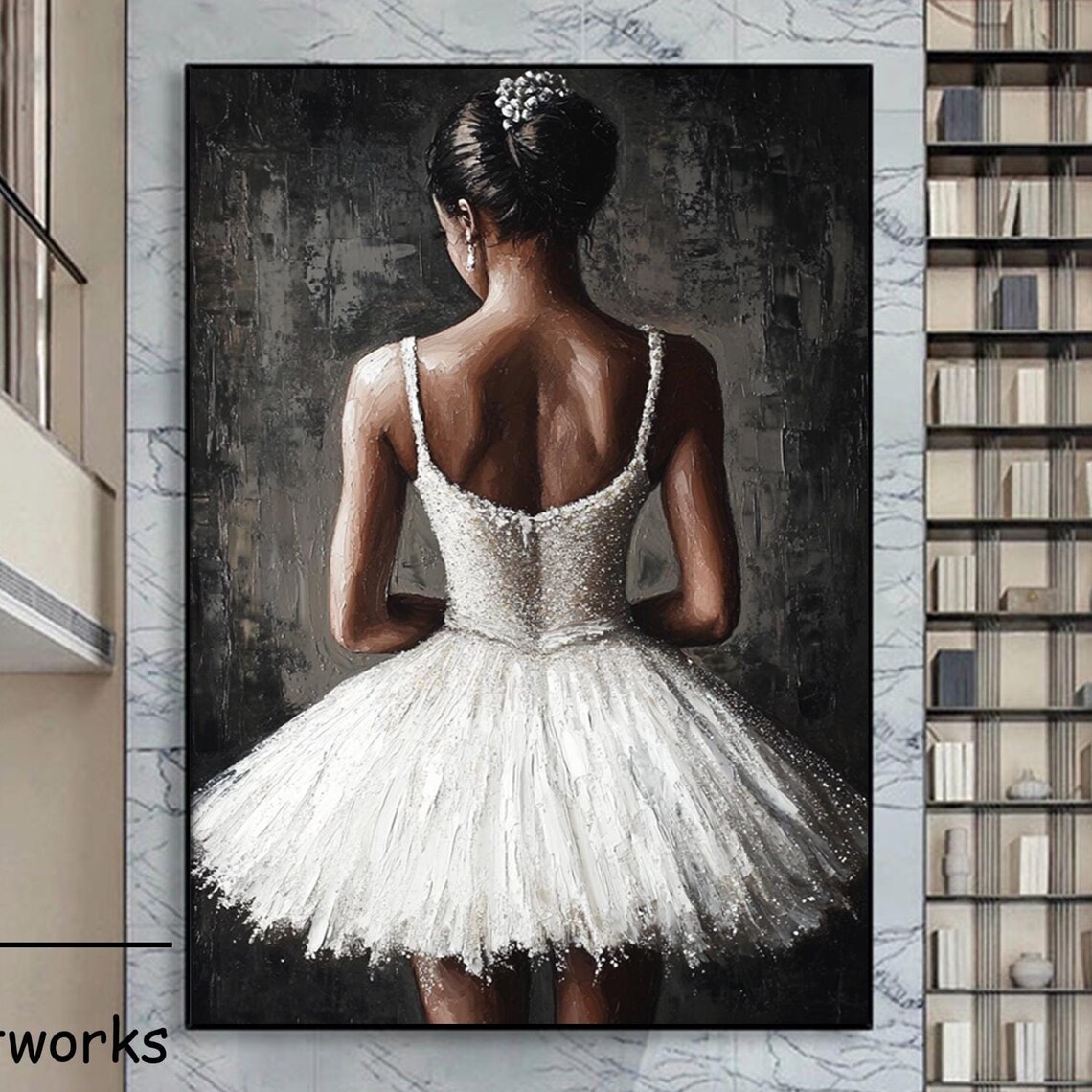 Original Abstract Ballerina Oil Painting On Elegant Woman Backside Painting Female Figure Acrylic Painting Modern Home Wall Decor