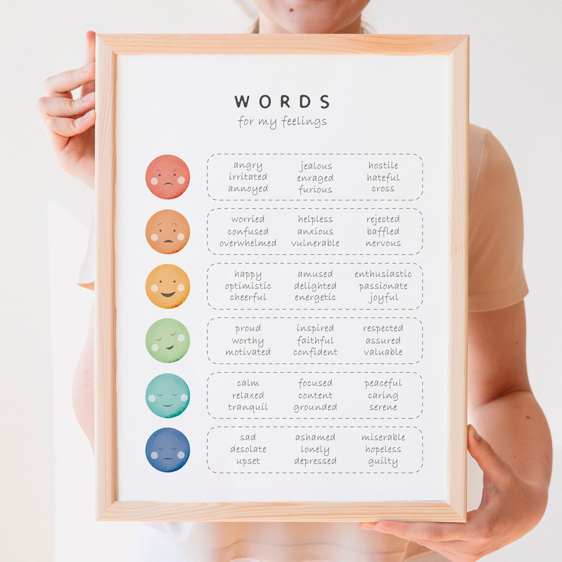 Words For My Feelings Mental Health Feelings Chart Poster
