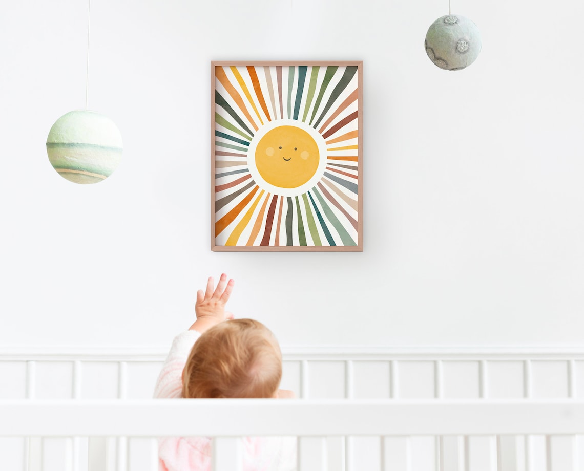 Sun Watercolor Print, Playroom Nursery Decor - Image 3