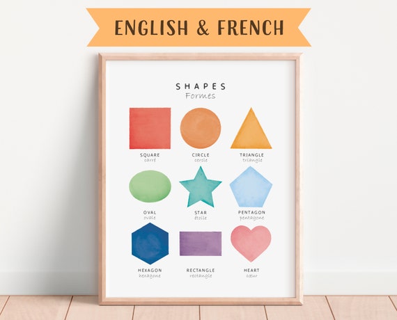 Bilingual French Educational Poster, Playroom Learning Poster
